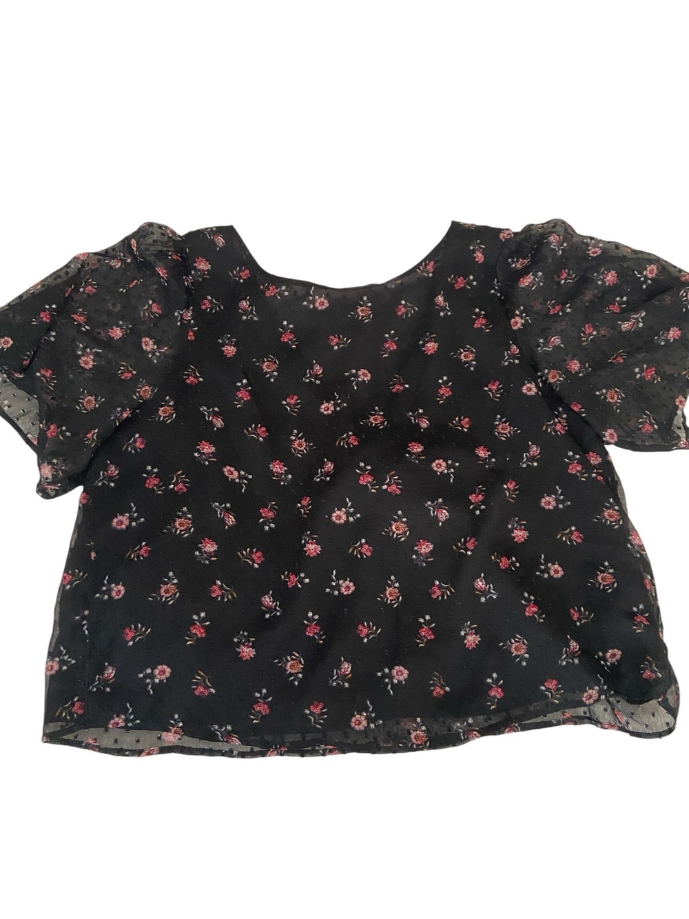 LOFT FLORAL SHORT SLEEVE BLOUSE SIZE LARGE